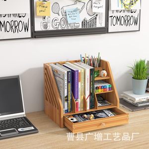 Desktop Wooden <b>Organizer</b> Rack 2 Tier Natural Wood Color Multipurpose Office Desk Storage For <b>Files</b> Documents And Stationery - Product Image 2