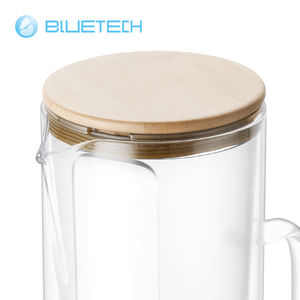 Jarra de vidrio para filtro de agua, jarra de vidrio, jarra, jarra, filtrante, tapa de bambú, acero inoxidable con soporte para el hogar y la Oficina, 2.0L - Product Image 4