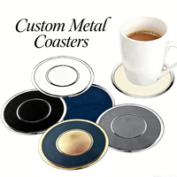 Sous-verres ronds en métal d'origine, sous-verres en cuir PU avec bord doré, multicolores, résistants à la chaleur, pour la maison et le bar