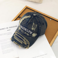 Topi Baseball Wanita 6 Panel Gaya Streetwear Amerika, Denim Distressed 100% Katun, Dapat Disesuaikan, Bordir Serbaguna, Model Terbaru 2026