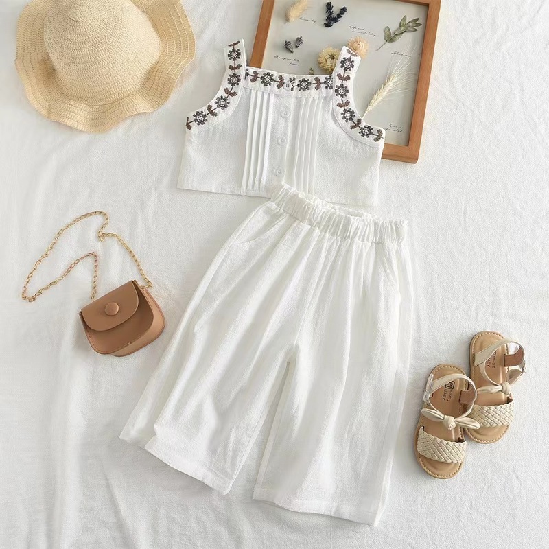 RTS Girls Embroidered Cotton Linen Vest