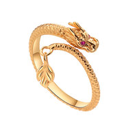 Bague ouverte de luxe léger KABA Jewelry Dragon du Univers à queue oscillante et à rotation