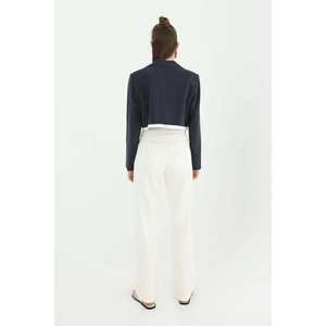 Pantalon en jean rayé taille haute coupe droite pour femme Lucky Brand ECRU respirant style jean - Product Image 3