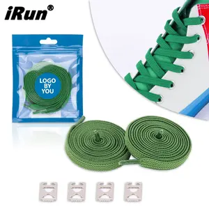 iRun No Tie Flat Tieless Nylon Shoelaces Convenient No Need Tie Elastic Shoelace with Metal Clamp Head End Claw Clip