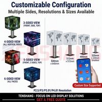 Pantalla LED Holográfica en Forma de Cubo, Pantalla LED 3D Transparente para Exhibiciones, Escaparates y Publicidad
