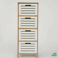 Commode de rangement à 4 tiroirs avec tiroirs ventilés à lattes, autoportante, étroite, gain de place, pour chambre, salle de bain, bureau