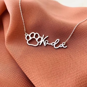 Collana Personalizzata con Nome in Acciaio Inossidabile Placcato Oro 18K, Design a Zampa di Animale, Regalo di Moda per Amanti degli <span class=keywords><strong>Animali</strong></span> - Product Image 3