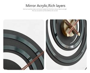 TEBOYTY นาฬิกาแขวนผนังโลหะหรูหราแบบมินิมอลลิสต์,นาฬิกาพระจันทร์สีเทาทันสมัยด้วยมือทำจากไม้วอลนัทนาฬิกาทำด้วยมืออะคริลิกกระจกและไม้ - Product Image 3