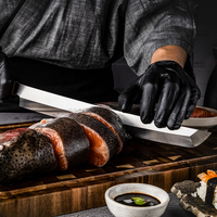 Couteau à sushis Sakimaru professionnel Grandsharp 11,6'' - Couteaux à saumon Sakimaru japonais avec manche en corne de buffle blanc et bois d'ébène