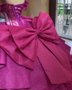 Mumuleo 2025 su misura abito <span class=keywords><strong>da</strong></span> <span class=keywords><strong>principessa</strong></span> fucsia Quinceanera <span class=keywords><strong>rosa</strong></span> caldo 3D fiore Vestido De Quinceanera abito Miss XV - Product Image 4