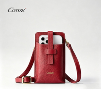 Sac à bandoulière pour téléphone portable en PU imperméable de luxe Cossni pour femmes, pochette pour iPhone personnalisée faite à la main, certifiée ISO et BSCI