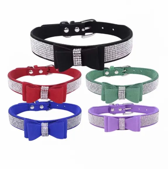 Collares de cristal para perros, de cuero sintético, pequeños, ostentosos, ostentosos, para perros, gatos, con diamantes, cinturón