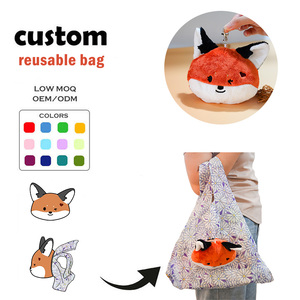 Porte-clés en peluche personnalisé en forme de renard, sac d'épicerie pliable écologique avec fermeture éclair, approvisionnement en gros direct d'usine - Product Image 1