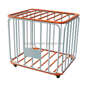 Chariot de rangement pliable en métal MAICCA pour extérieur, avec roulettes, pour ballons multisports, <span class=keywords><strong>cage</strong></span> de football portable, équipement d'entraînement de football, orange - Product Image 3