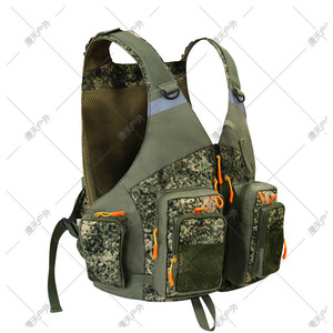 Gilet de pêche multi-poches en tissu Oxford camouflage, taille unique, pour usage extérieur - Product Image 1