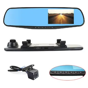 Dash cam voiture boîte noire dvr rétroviseur avant et arrière 4.3 pouces miroir caméra de recul caméra de voiture dash cam