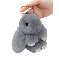 Porte-clés pompon en fourrure de vison douce et mignonne de 15 cm, pendentif de sac en peluche moelleux pour couples, porte-clés de voiture doux