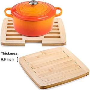 Expandable Bamboo <b>Trivet</b> 2 Pack 9 Inch to 11.8 Inch Square Heat Resistant Hot Pad - Product Image 5