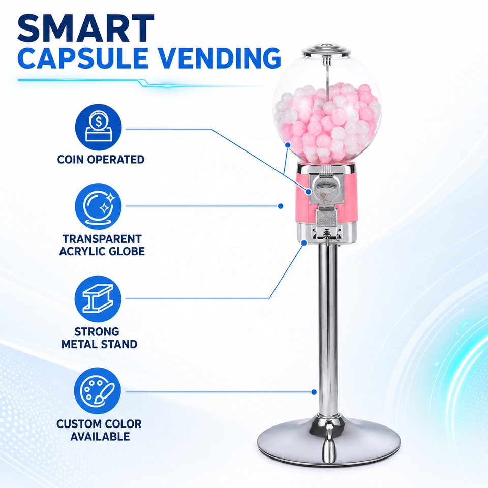 Simple Vending Machine Design Gumball and Candy Vending Machine Coin Operated Metal Capsule Toy ...