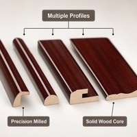 Moulures décoratives en bois massif, 4 profils, finition acajou, décoration murale, cadre de porte, taille personnalisée