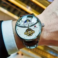 AOKULASIC 1921 Montre mécanique de luxe pour homme, étanche, squelette, automatique, tourbillon, classique, décontractée