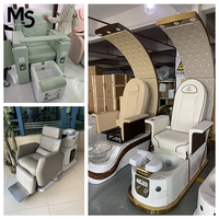 Chaise de barbier spa pédicure haut de gamme Meishi avec éclairage LED équipement spa pour ongles repose-pieds et bassin confortables
