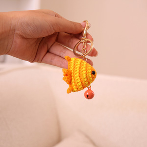 <span class=keywords><strong>Llavero</strong></span> de ganchillo hecho a mano con diseño de fresa, girasol, pollo y pez, colgante para bolso, pequeño regalo promocional, recuerdo - Product Image 5