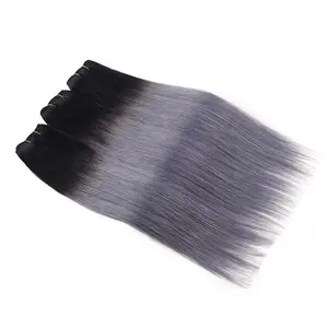 Indian Ombre 1B/Gray Dark Roots Body Wave Straight Double Virgin Human Hair Bundle Brazilian Hair Extension Hair Weft Weaves