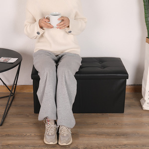 Folding Storage Stool Pu Leather Multi Functional Home Ottoman Shoe Bench Seat <b>Box</b> 4.6kg - Product Image 1