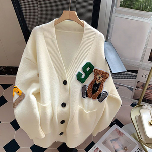 Venta de fábrica Otoño Invierno estilo coreano cárdigan suelto moda suéter de punto cárdigan suave para mujer - Product Image 1
