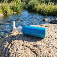 Bouteille Pompe PET Bleue Vide Rechargeable Distributeur de Lotion Flacon de Voyage pour Shampooing et Gel Douche Emballage Cosmétique avec Pompe Verrouillable