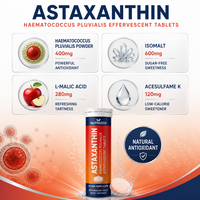 Comprimés effervescents d'astaxanthine antioxydante OEM avec Haematococcus Pluvialis, saveur citron, pour la santé de la peau et anti-âge