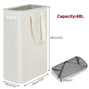 Collapsible <b>Slim</b> Laundry Basket Narrow Laundry Hamper with Handles Dirty Clothes Hamper Tall Laundry Bin for Laundry Room - Product Image 2