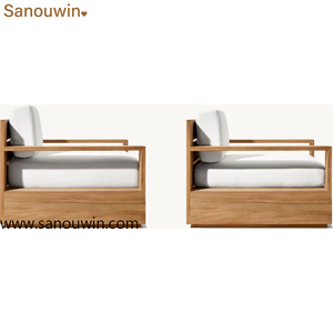 Chaise pivotante <span class=keywords><strong>d</strong></span>'extérieur en teck, chaise longue de patio au fini vieilli, 360 °   Base pivotante, <span class=keywords><strong>coussin</strong></span> à séchage rapide, résistant aux intempéries - Product Image 4