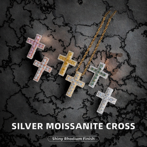 จี้รูปกางเขนประดับมอยส์ซาไนต์ชุบโรเดียมเงินแท้ 925 จาก J&C Wholesale ราคาส่ง เครื่องประดับฮิปฮอปสำหรับผู้ชายและผู้หญิง ดีไซน์เก๋ไก๋ประดับเพชร GRA - Product Image 2