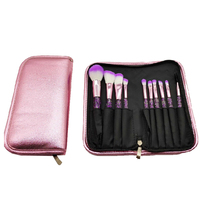 Ensemble de pinceaux de maquillage pour le visage de luxe avec manche en plastique, poils synthétiques, pochette, paillettes de sable mouvant pour les yeux, 10 pièces, haute qualité