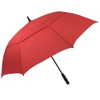 Parapluie de golf double couche de pongé rouge de 30 pouces ventilé avec un motif droit coupe-vent fort