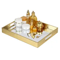 Luxe Gouden Pu Leer Cosmetische Lade En Kan Gebruiken Voor Home Decoratie, Decoratieve Spiegel Lade