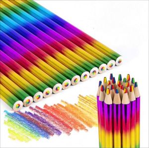 Kit de crayons de couleur arc-en-ciel personnalisés de haute qualité, non toxiques, pour le dessin et l'esquisse créatifs avec mine colorée - Product Image 1