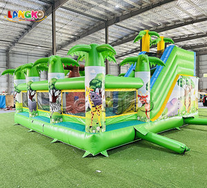 Château Gonflable Extérieur Commercial en PVC à Prix Réduit, Modèle Safari Compact avec Toboggan Combiné pour Enfants - Product Image 4