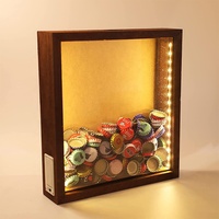 Nouvel Arrivage – Cadre Photo Moderne et Durable en Bois MDF avec Support pour Bouchon de Bouteille de Vin et Boîte de Présentation pour Billets – Light-Beer