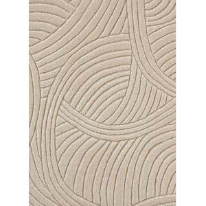 พรมขนสัตว์ทอมือลายแกะสลักนามธรรมแบบขนสูง-ต่ำ สีงาช้างเบจ หรูหรา ทำมือ ขนาดสั่งทำได้ ขายส่ง - Product Image 2