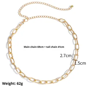 Yeni Punk Bel Zinciri Kemerleri Kadınlar Metal Zincir Bel Bağı Kemer Gümüş Altın Renkler Oval Parça Bağlantılı Boncuklu Asılı Vücut Zinciri Kemer - Product Image 6