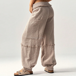 <span class=keywords><strong>Pantaloni</strong></span> Cargo Lavorati a Maglia Personalizzati da Donna, <span class=keywords><strong>Pantaloni</strong></span> Larghi <span class=keywords><strong>con</strong></span> Texture Soffice, <span class=keywords><strong>Pantaloni</strong></span> Invernali <span class=keywords><strong>con</strong></span> Bordi Sfrangiati - Product Image 2