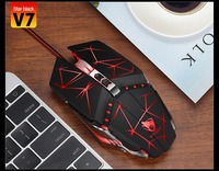Promo Mouse Gaming Mini V7 Slim USB Berkabel LED Backlit Premium Anti Selip untuk Komputer, Dapat Diprogram, 1600 DPI, Bahan ABS, Custom