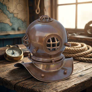 Casco de Armadura de Latón Antiguo Pulido, Réplica del Modelo V de la Marina de los Estados Unidos, Hecho a Mano, Náutico, Marino, para Exhibición en Mesa de Oficina u Hogar - Product Image 2