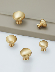 Puxadores de Latão em Formato de Cogumelo com Furo Único, Puxadores de Luxo Estilo Francês em Ouro Polido Escovado para Armários, Gavetas e Portas - Product Image 6