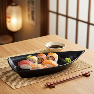 Assiette à sushi en plastique de style japonais 13 pouces en forme de <span class=keywords><strong>bateau</strong></span> Sushi Sashimi - Product Image 1