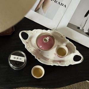 Relief classique français, pâtisseries florales fraîches à double oreille, desserts, plateau en céramique, rangement pour aromathérapie, assiette de ménage - Product Image 2