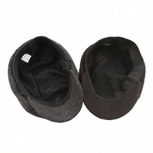 Wholesale European Style <b>Flat</b> <b>Cap</b> for <b>Men</b> 8 6 Panels Newsboy <b>Cap</b> Striped Knitted Design for Casual Sports and Party - Product Image 5